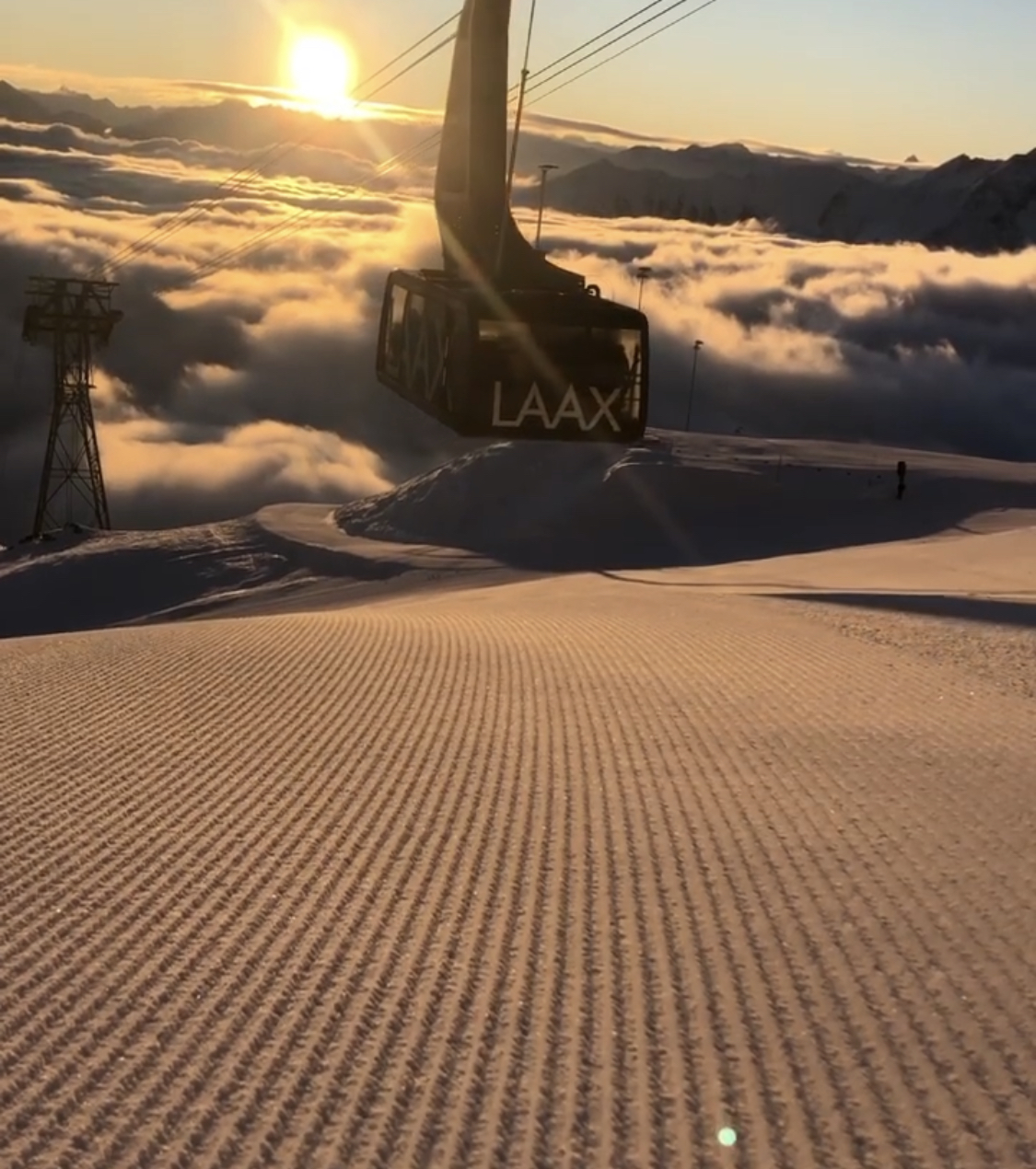 LAAX Gondelbahn bei Sonnenuntergang